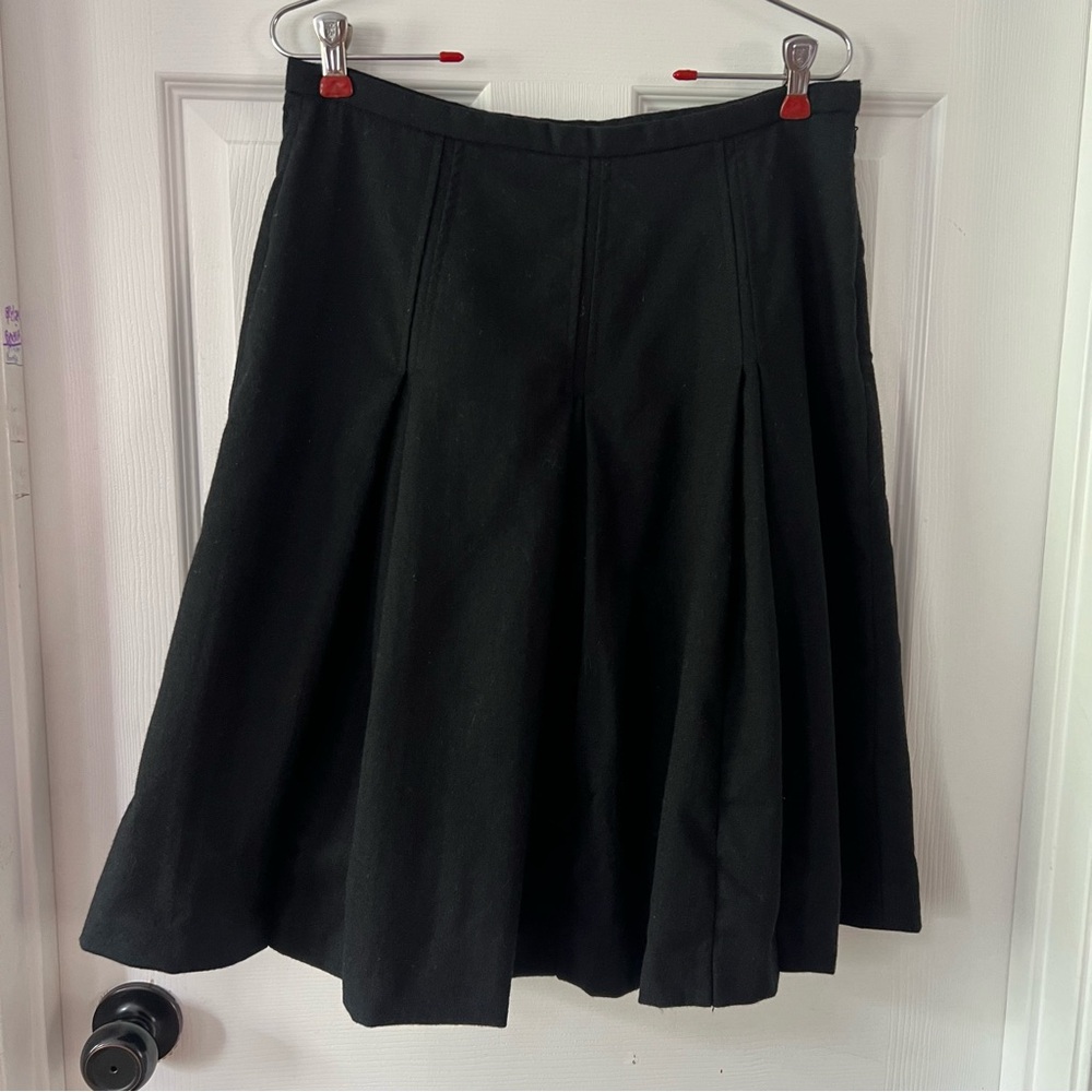 Rafaela Black Wool Pleated Skirt